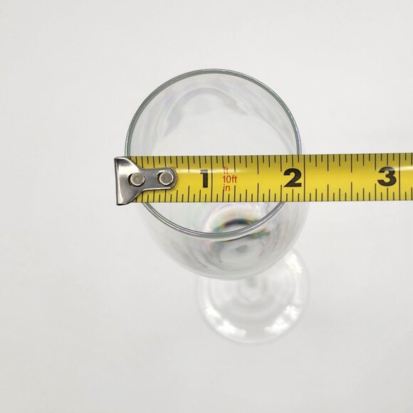 Iridescent Champagne Flutes 9.75"Tall Iridescent Bowl Plain Stem & Base Set of 2 - Picture 5 of 7